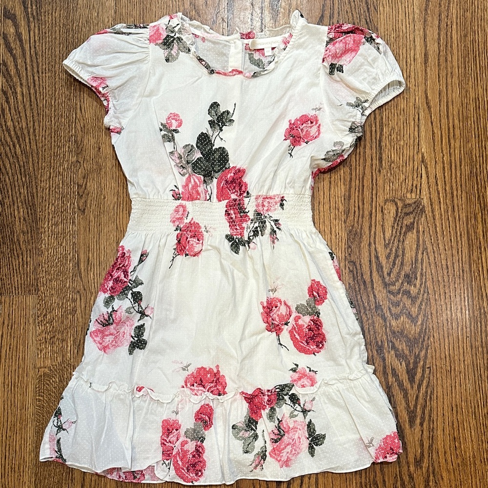 LoveShackFancy White and Pink Floral Kids Dress